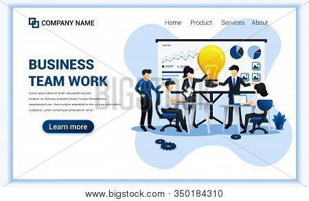 Business Web Banner Concept Design With People In Meeting And Presentation. Can Use For Web Banner, 