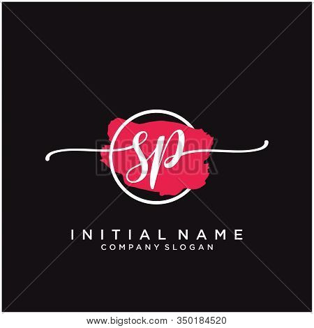 Sp Initial Handwriting Logo Design With Brush Circle. Logo For Fashion,photography, Wedding, Beauty,