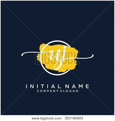 Uj Initial Handwriting Logo Design With Brush Circle. Logo For Fashion,photography, Wedding, Beauty,