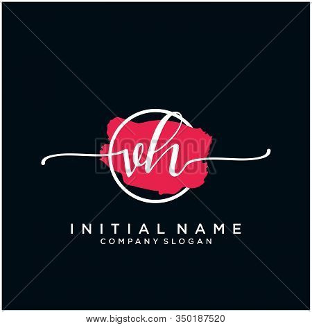 Vh Initial Handwriting Logo Design With Brush Circle. Logo For Fashion,photography, Wedding, Beauty,
