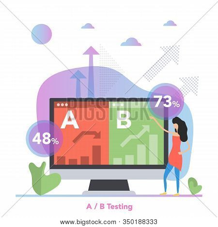 Vector Concept A B Split Testing With Woman