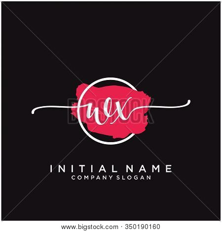 Wx Initial Handwriting Logo Design With Brush Circle. Logo For Fashion,photography, Wedding, Beauty,