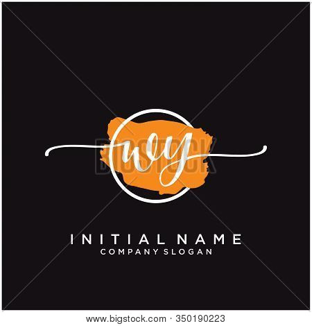 Wy Initial Handwriting Logo Design With Brush Circle. Logo For Fashion,photography, Wedding, Beauty,