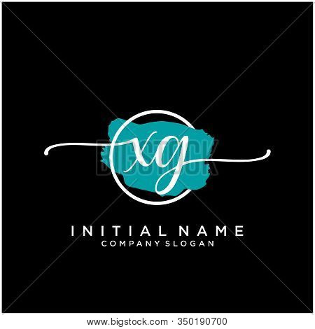 Xg Initial Handwriting Logo Design With Brush Circle. Logo For Fashion,photography, Wedding, Beauty,