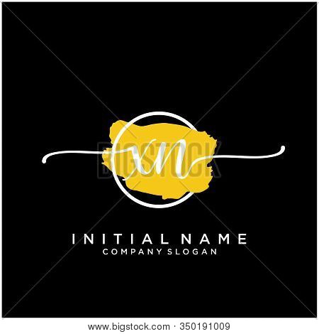 Xn Initial Handwriting Logo Design With Brush Circle. Logo For Fashion,photography, Wedding, Beauty,