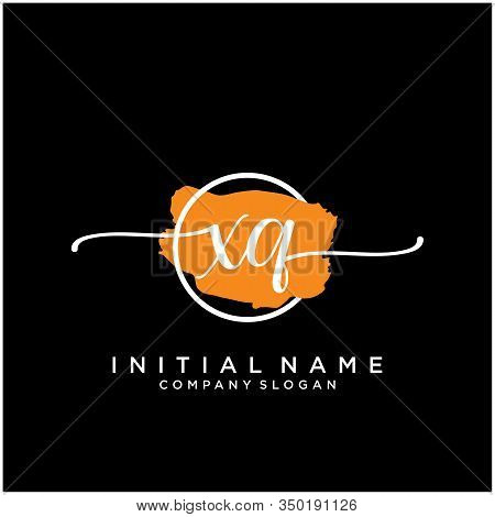 Xq Initial Handwriting Logo Design With Brush Circle. Logo For Fashion,photography, Wedding, Beauty,
