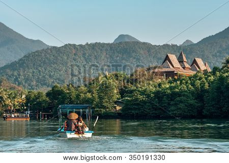 Koh Chang, Thailand - December 19, 2018: Boat with unidentified tourists going to luxury resort on Koh Chang island, Thailand