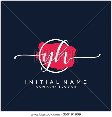 Yh Initial Handwriting Logo Design With Brush Circle. Logo For Fashion,photography, Wedding, Beauty,