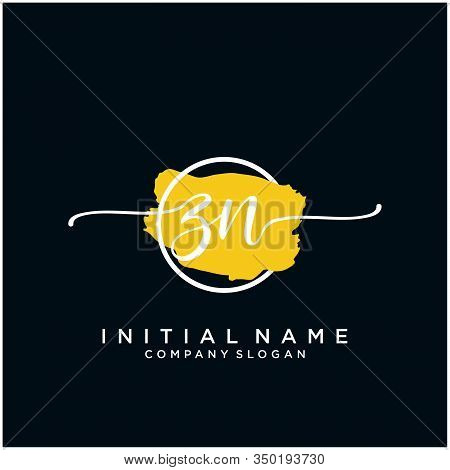 Zn Initial Handwriting Logo Design With Brush Circle. Logo For Fashion,photography, Wedding, Beauty,