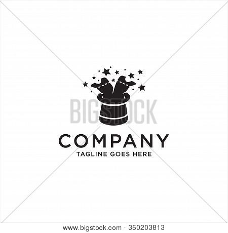 Magic Ticket Logo Design Template Vector With A White Background . Magic Hat Logo Black Logo Icon St