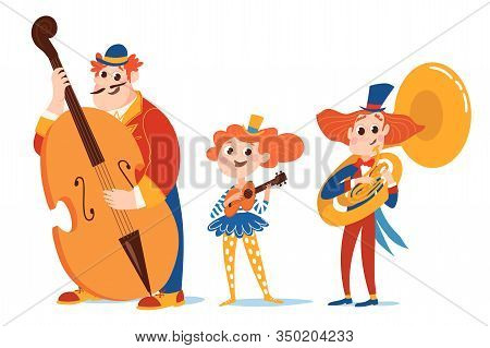 Cartoon Vector Characters Play Jazz Music In