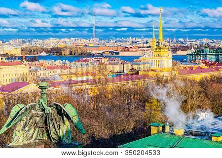 Panoramic View From The Roof Of St. Isaac's Cathedral. Saint Petersburg. Russia.