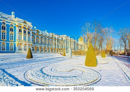 Ekaterininsky Palace, Tsarskoye Selo (pushkin) Suburb Of Saint Petersburg. Russia.