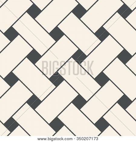 Abstract Geometric Bicolor Seamless Pattern With Interwoven At Right Angles Lines. Vector Illustrati