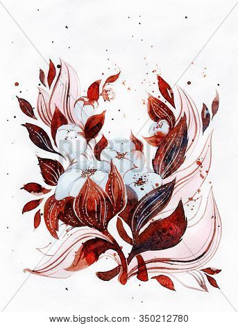 Elegant Watercolor Illustration For Decorating A Greeting Card. Flower Arrangement.
