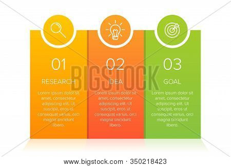 Concept Of Arrow Business Model With 3 Successive Steps. Three Colorful Design Elements. Timeline De