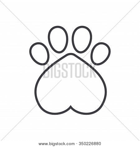 Dog Friendly Icon. Dog Footprint Symbol With A Heart. Flat And Green Design.