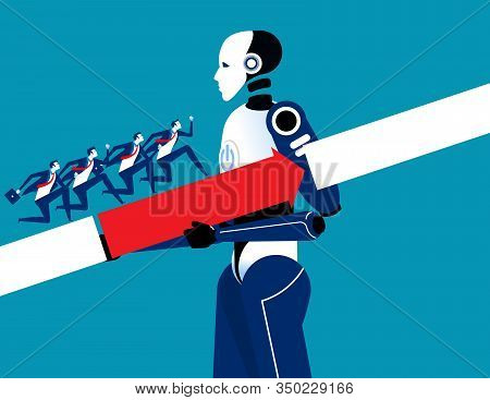 Robot Support Business Team. Concept Business Vector Illustration, Artificail Intelligence, Cyborg T