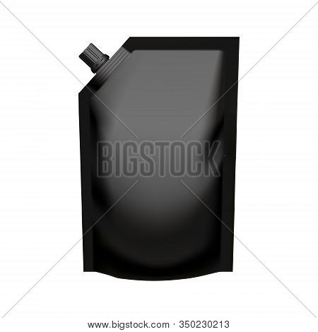 Realistic Black Pouch Doypack With Side Spout