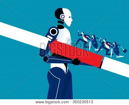 Robot Support Business Team. Concept Business Vector Illustration, Artificail Intelligence, Cyborg T