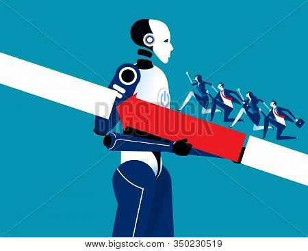 Robot Support Business Team. Concept Business Vector Illustration, Artificail Intelligence, Cyborg T