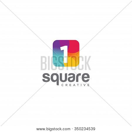 Square One Tech Logo . Abstract Colorful Square 1 Logo Design Vector Stock Illustration