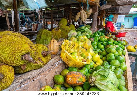 Arusha Area: Fruits On A Table At Native Market In Mto Wa Mbu Near The Ngorongoro Concervation Area 