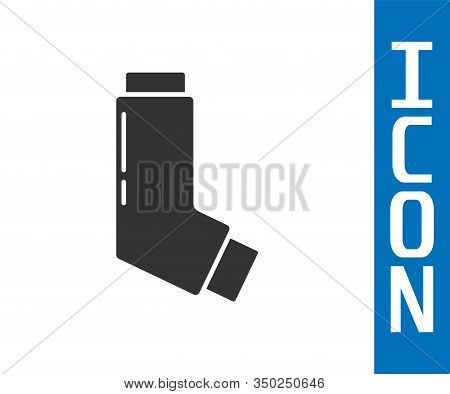 Grey Inhaler Icon Isolated On White Background. Breather For Cough Relief, Inhalation, Allergic Pati