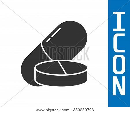 Grey Medicine Pill Or Tablet Icon Isolated On White Background. Capsule Pill And Drug Sign. Pharmacy
