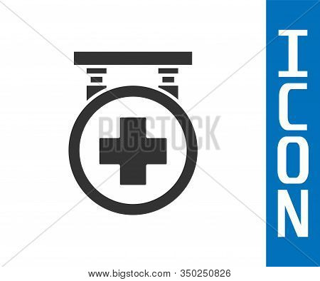 Grey Hospital Signboard Icon Isolated On White Background. Vector Illustration