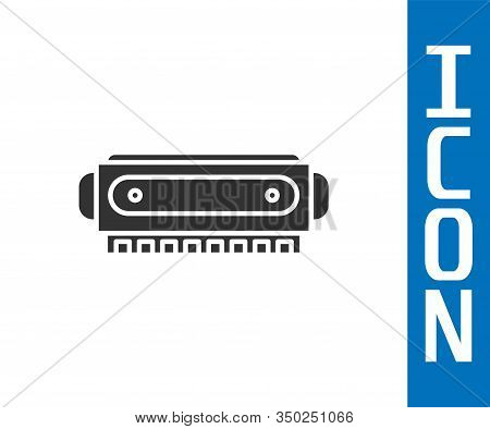 Grey Harmonica Icon Isolated On White Background. Musical Instrument. Vector Illustration