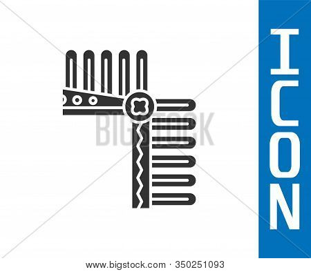 Grey Indian Headdress With Feathers Icon Isolated On White Background. Native American Traditional H