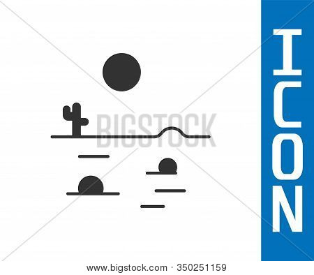 Grey Desert Landscape With Cactus Icon Isolated On White Background. Vector Illustration