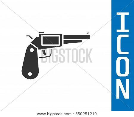 Grey Revolver Gun Icon Isolated On White Background. Vector Illustration