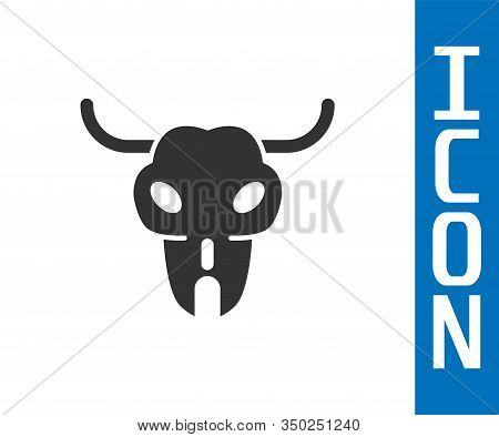 Grey Buffalo Skull Icon Isolated On White Background. Vector Illustration