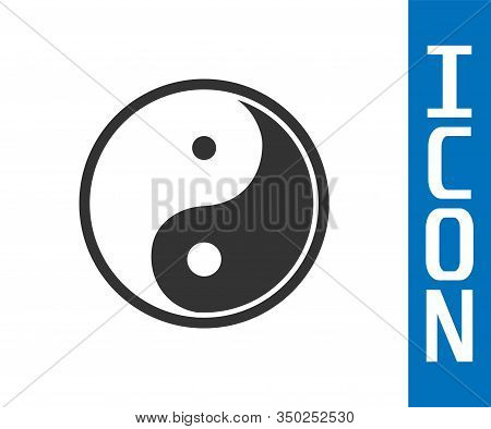 Grey Yin Yang Symbol Of Harmony And Balance Icon Isolated On White Background. Vector Illustration