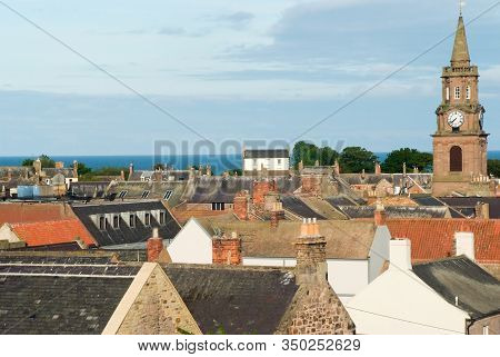 High Angle View Over Rooftops Of A Small Town In The North Of England