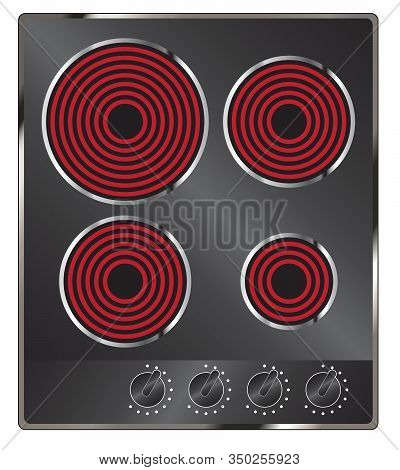 An Electric Hob Turned On Showing Four Red Hot Plates