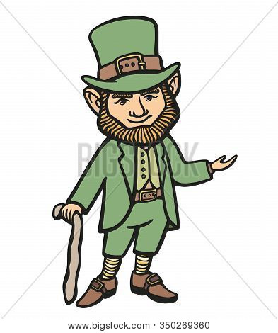 Illustration Of Leprechaun. Vector Isolated Hand Drawn Isolated Illustration. Stock Irish Pub Illust