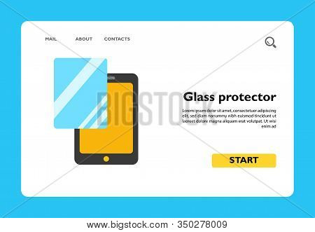Vector Icon Of Glass Protector For Digital Tablet. Screen Protector, Glass Change, Touchpad Accessor