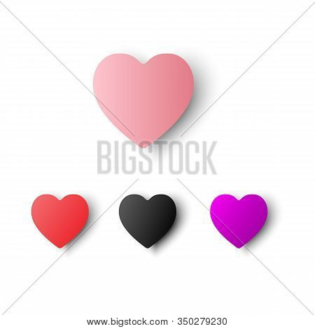 Valentine Heart Symbol. Vector Heart Icon Color Pink, Red, Black, Magenta Design.