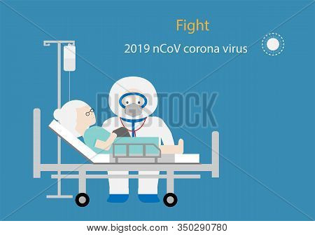 Illustration Of Doctor In Protective Suit, Wearing Eyeshield, Mask, Gloves And Protective Shoes Taki