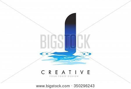 J Letter Logo Design With Water Effect And Deep Blue Gradient Vector Illustration. Template J - Bran