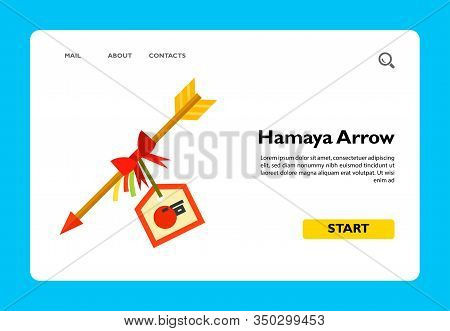 Multicolored Vector Icon Of Decorative Hamaya Arrow With New Year Card