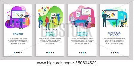 Business Coach Vector, Professional Mentor Person Teaching Student Details Giving Info On Subjects, 