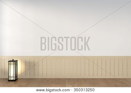 Scene Empty Room With Decoraion And Tatami Mat Floor.3D Rendering