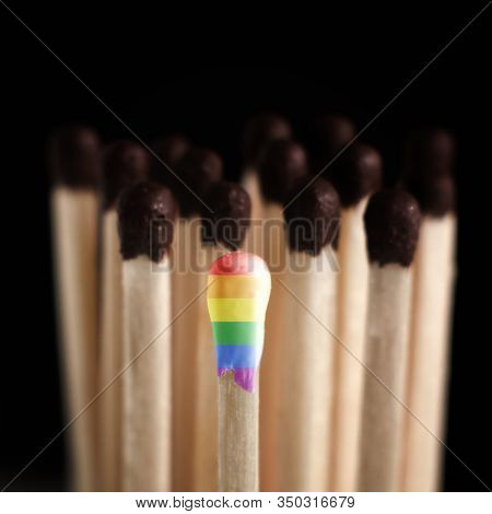 Lgbt, Protection Of Human Rights, Concept. Match In Colors Of The Flag Of Sexual Minorities Against 
