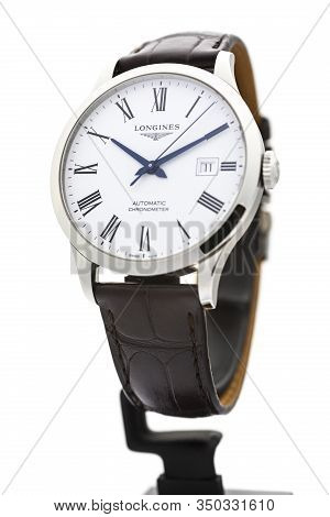Saint-imier, Switzerland, 2.02.2020 - Longines Automatic Chronometer Swiss Made Silver Steel Body Wi