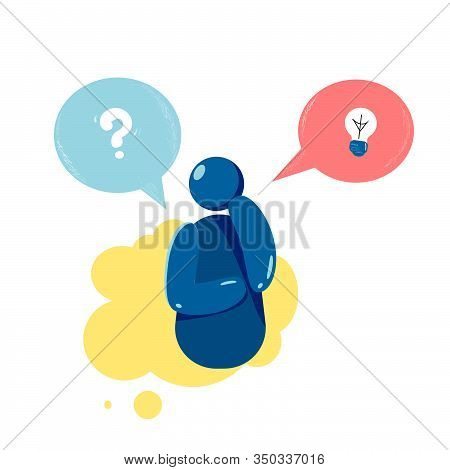 Character Illustration Design. Man Having Answer And Idea Cartoon. Vector Stock.dilemma Of Businessm