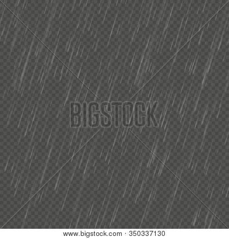 Rain Isolated Realistic Anglewise Effect. Transparent Nature Rainfall Template. Eps 10